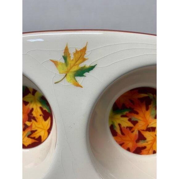 Ceramic Fall Leaves Muffin Pan Design 6-Cup By Certified International seasonal - Picture 10 of 11